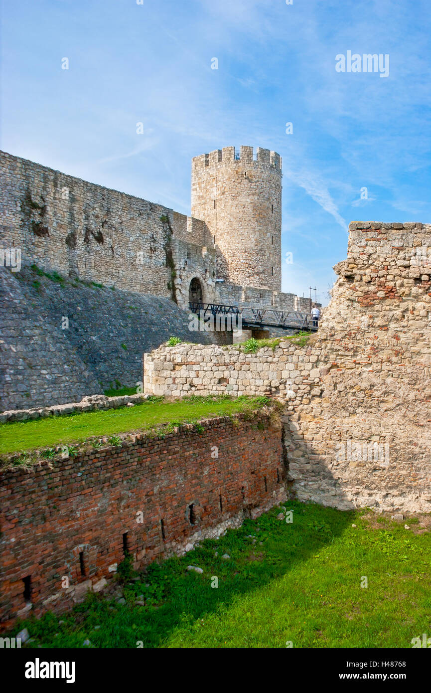 Despota di cancelli e torre sono il medievale meglio conservato parte della rocca, Belgrado Foto Stock