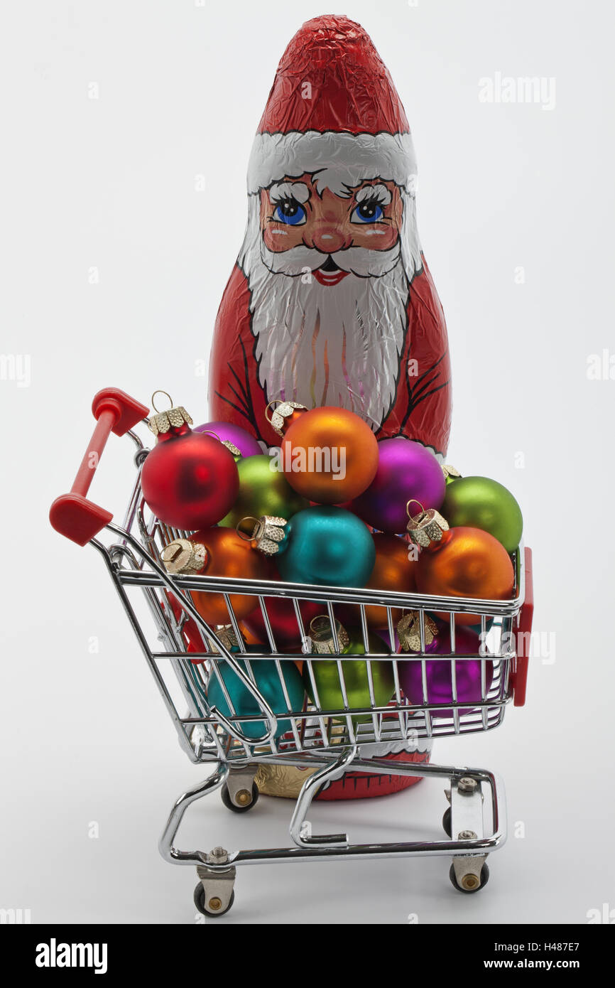 Il cioccolato Nicholas, carrello, ripiene, albero di Natale sfera, Foto Stock