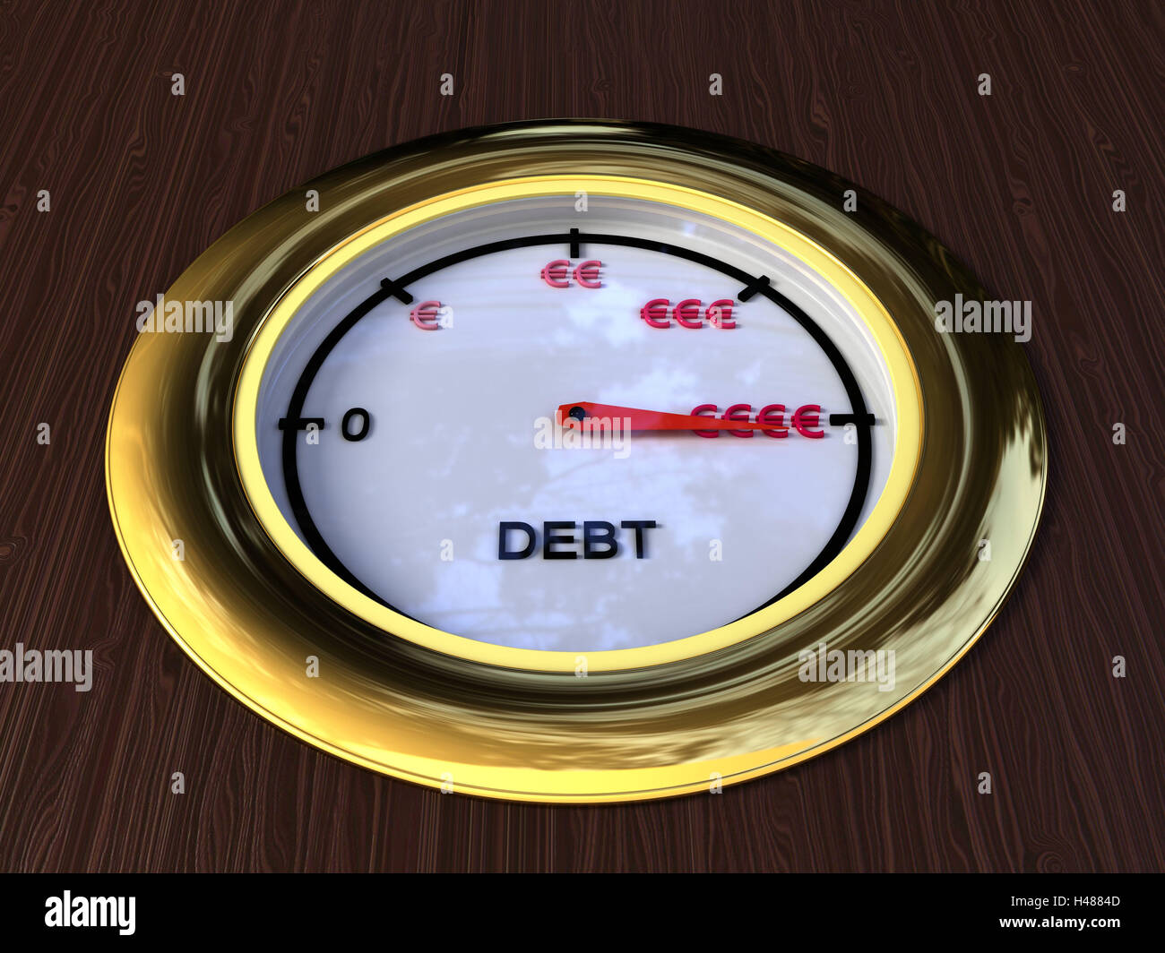 Computer grafica, debito orologio, display, posizione del debito Debito, orologio, freccia, punto, Ç, 0, Foto Stock