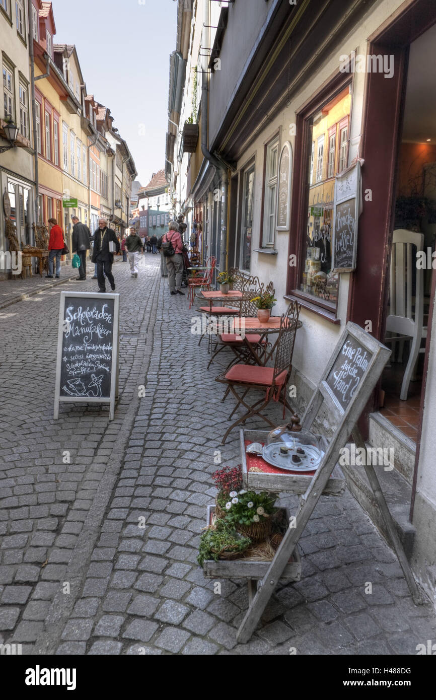 In Germania, in Turingia, Erfurt, street, case, persone, negozio di vendita al dettaglio, Foto Stock