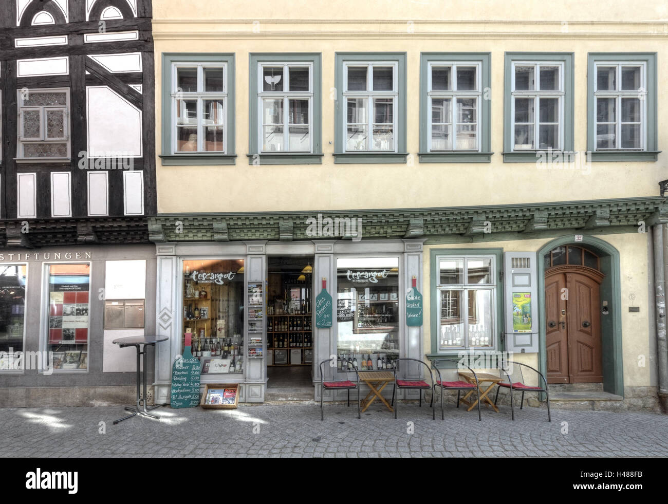 In Germania, in Turingia, Erfurt, negozio di vendita al dettaglio, case, street, Foto Stock