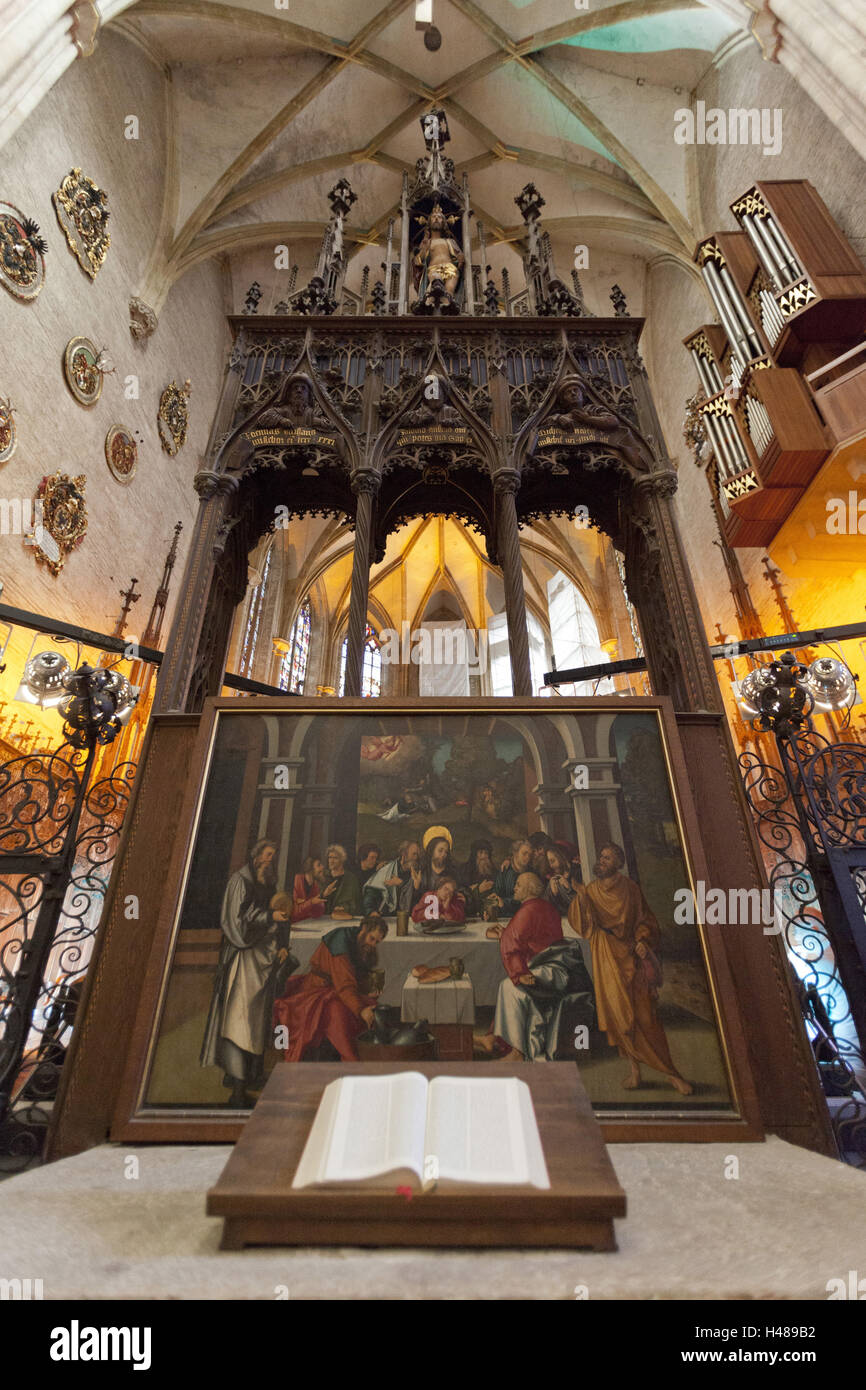 Germania, Baden-Württemberg, Ulm Ulm Minster, altare della Santa Croce, coro, Foto Stock