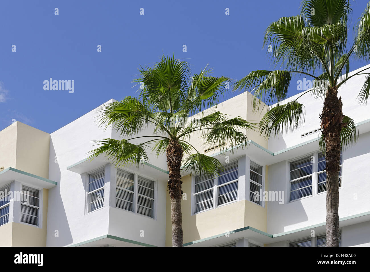 Tipica architettura Art Deco, 8 ST, South Beach di Miami, Art Deco District, Florida, STATI UNITI D'AMERICA, Foto Stock