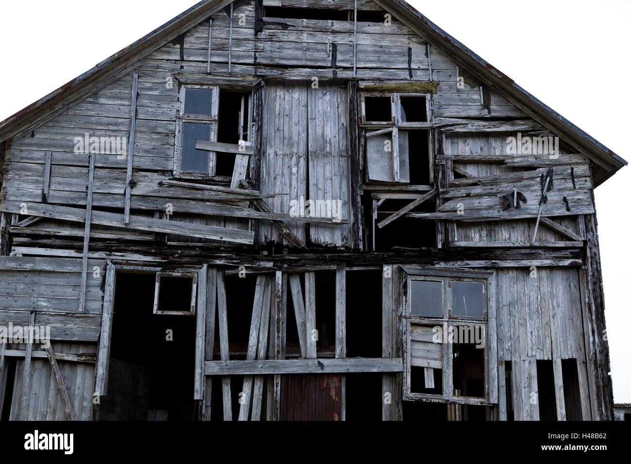Isola, regione di Vestfirdir, la vecchia fabbrica di aringhe di Djupavik, Foto Stock