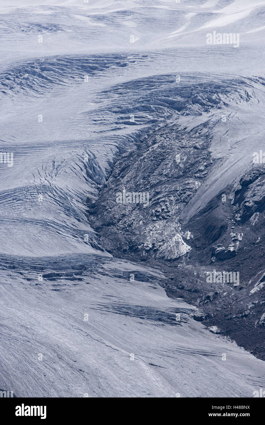 La Svizzera, Vallese, cerio-debolmente, foundling del ghiacciaio, il ghiacciaio fading, Foto Stock