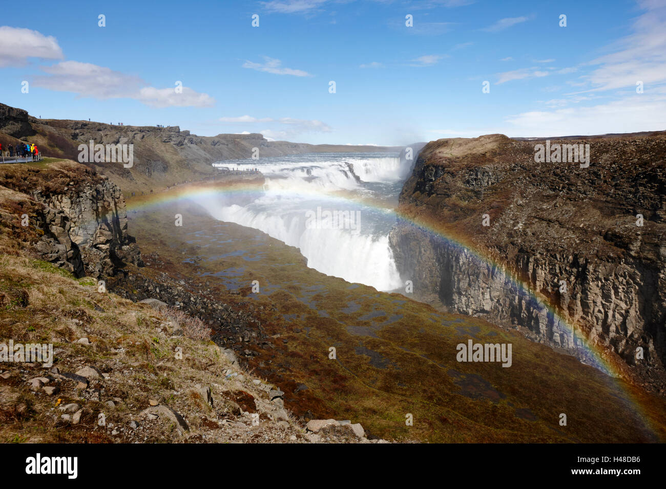 Rainbow su gullfoss cascata nel Golden Circle Islanda Foto Stock