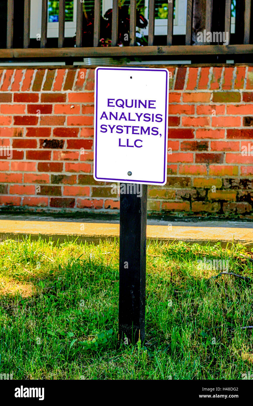 Equina i sistemi di analisi di segno aziendale nel centro cittadino di Midway, parte dell'area Lexington-Fayette del Kentucky Foto Stock