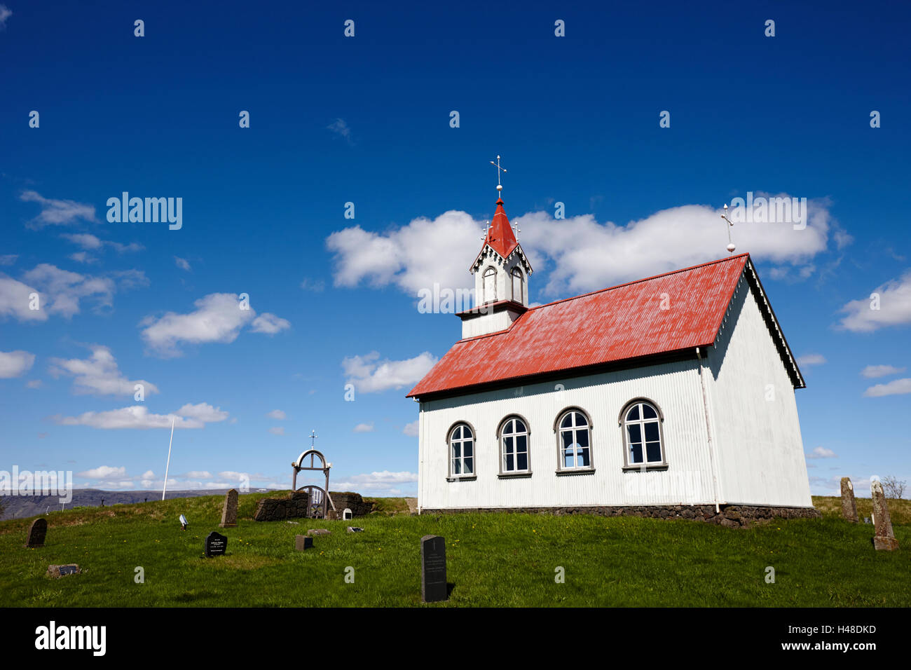Tipico stile islandese chiesa a Hraungerði hraungerdi Islanda Foto Stock