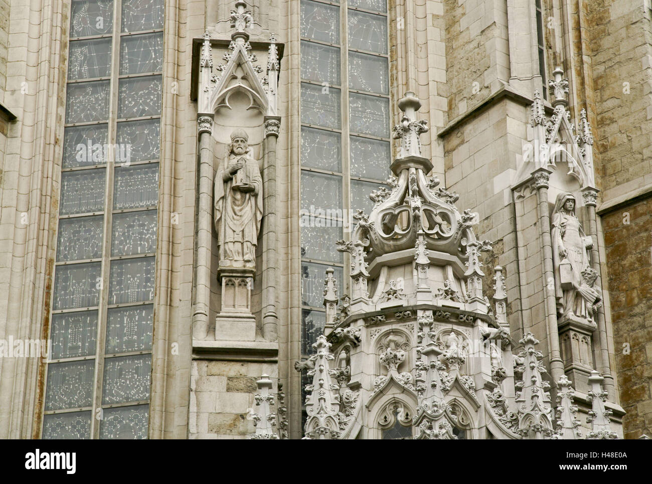 Il Belgio, Bruxelles, alloggio sablons, luogo Petit Sablon, Notre Dama di Sablon, dettaglio Foto Stock