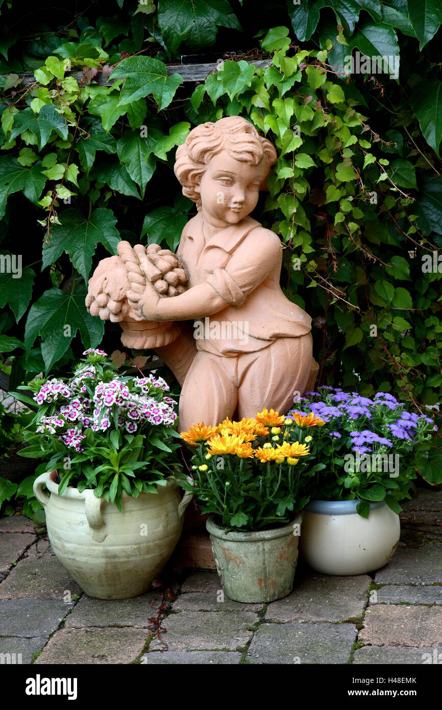 Terrazza, Giardino figura, fioriere, Foto Stock