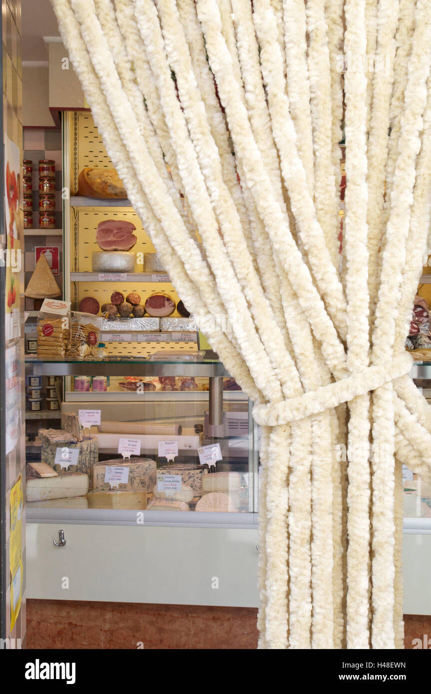 L'Italia, Venezia, salsiccia shop, negozio di formaggi, Foto Stock