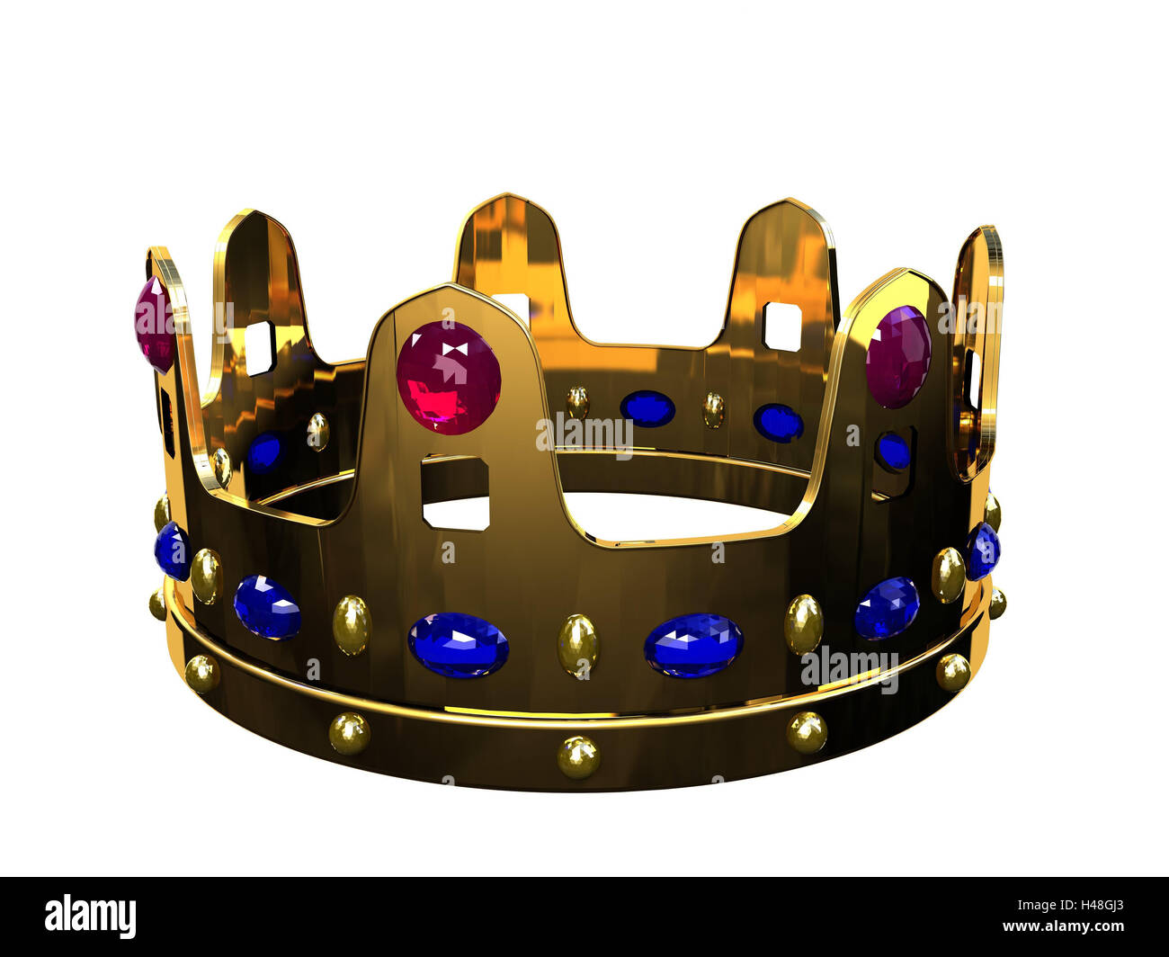 Computer grafica, corona, Golden, gli zaffiri di Ceylon, oro, zaffiro, zaffiri, pietre preziose, formato orizzontale, icona, simbolicamente, Foto Stock