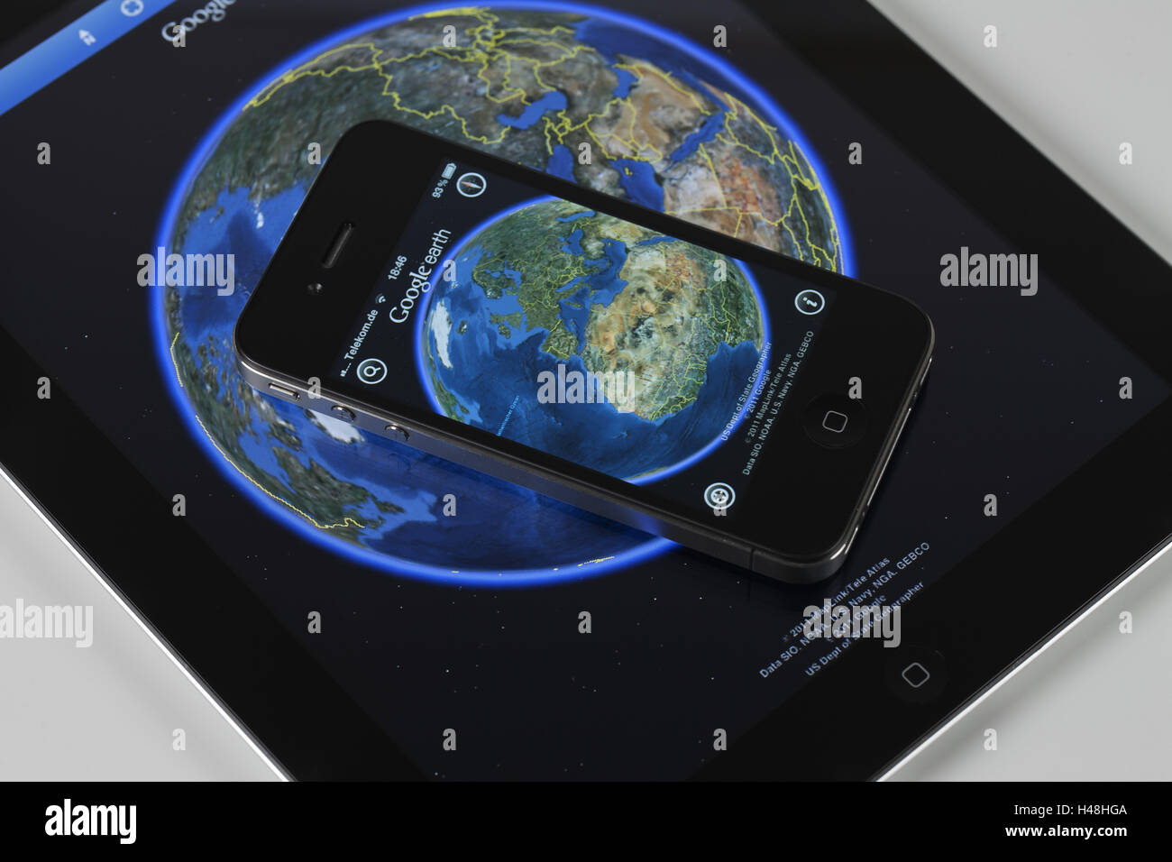 Apple iPad 2, iPhone 4, display, ext. "Google Earth", multi-funzione aria, Foto Stock