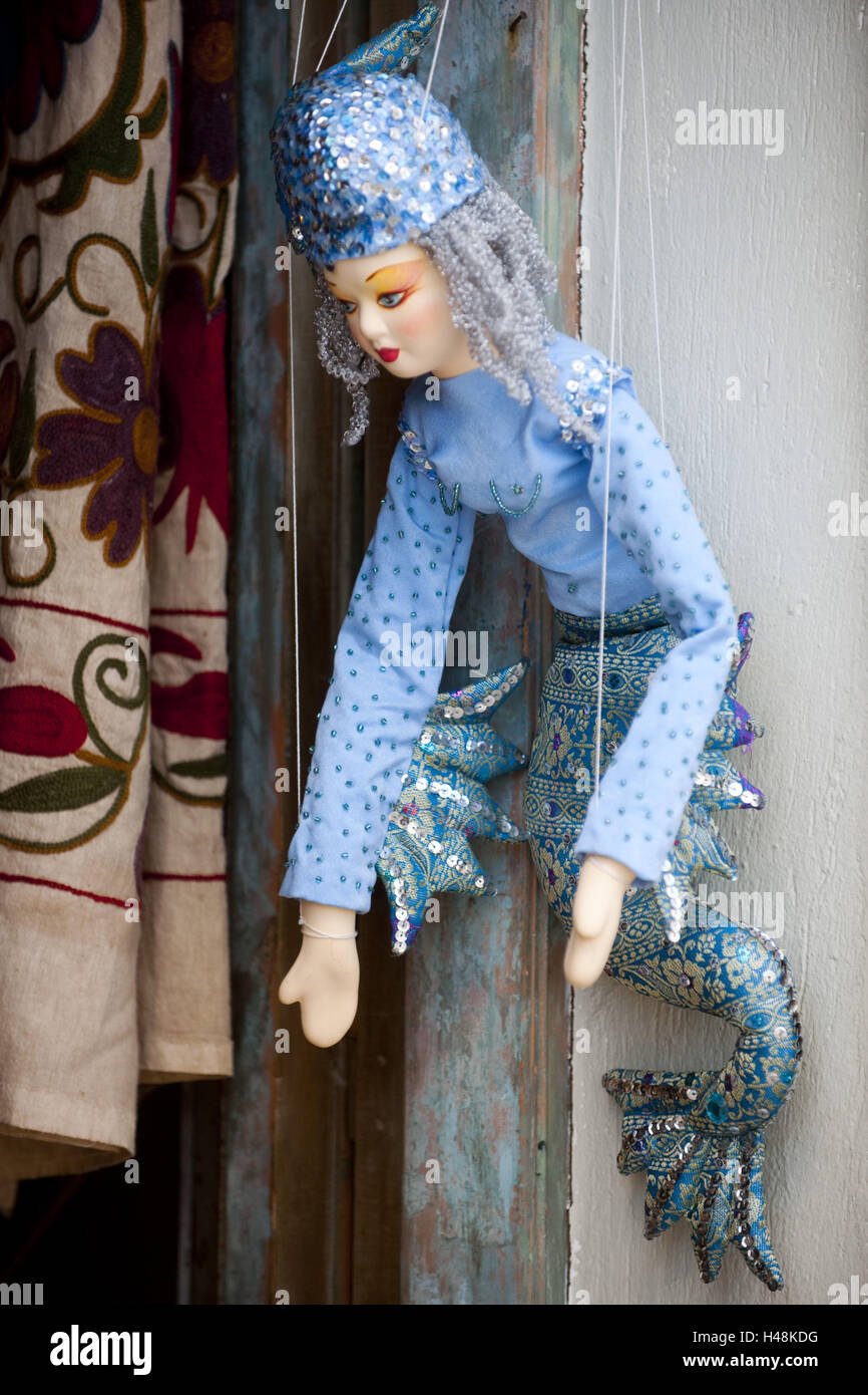 Grecia CICLADI Santorini, Oia, marionetta nel business 'Pano Meria tou cosmou, Foto Stock