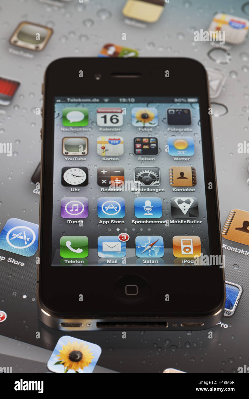 IPad 2, iPhone 4, display, applicazioni, programmi di medie close-up, multi-funzione aria, Foto Stock