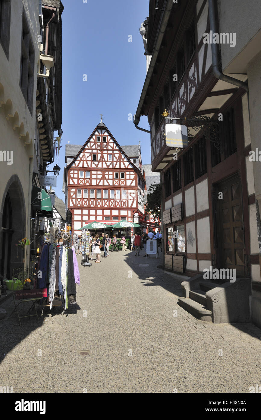 Centro citta', lane, castello Lim del Lahn, Hessian, Germania, Foto Stock