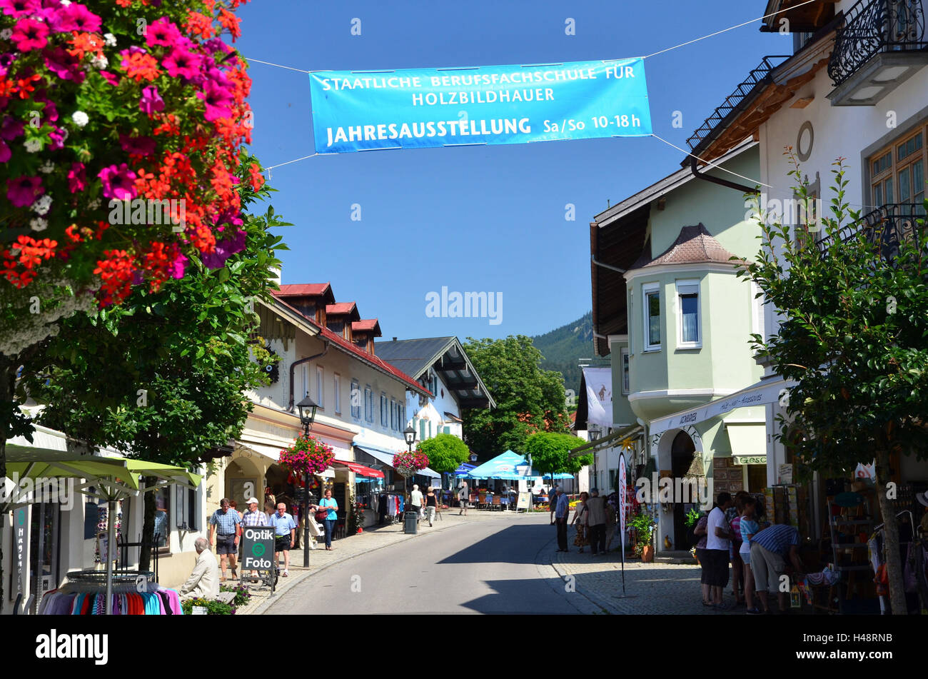 In Germania, in Baviera, bunting's Valley, Oberammergau, piazza del villaggio, Foto Stock