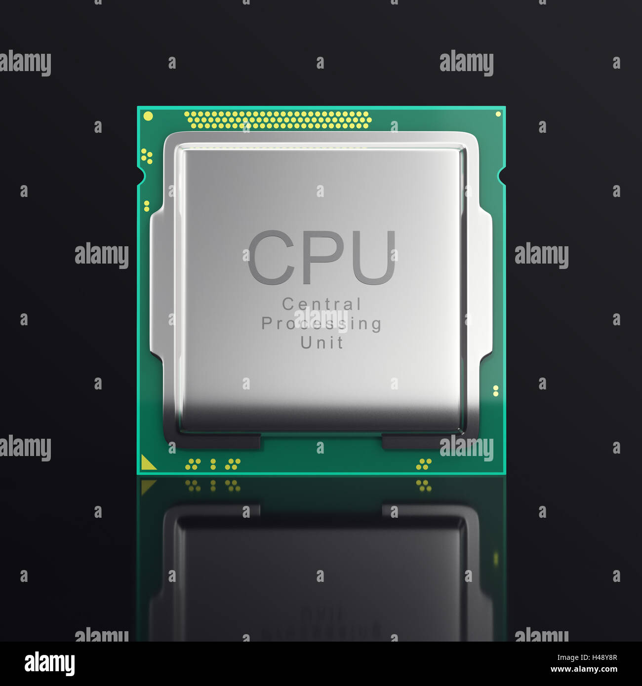 3d illustrazione moderne CPU multicore su sfondo nero Foto Stock