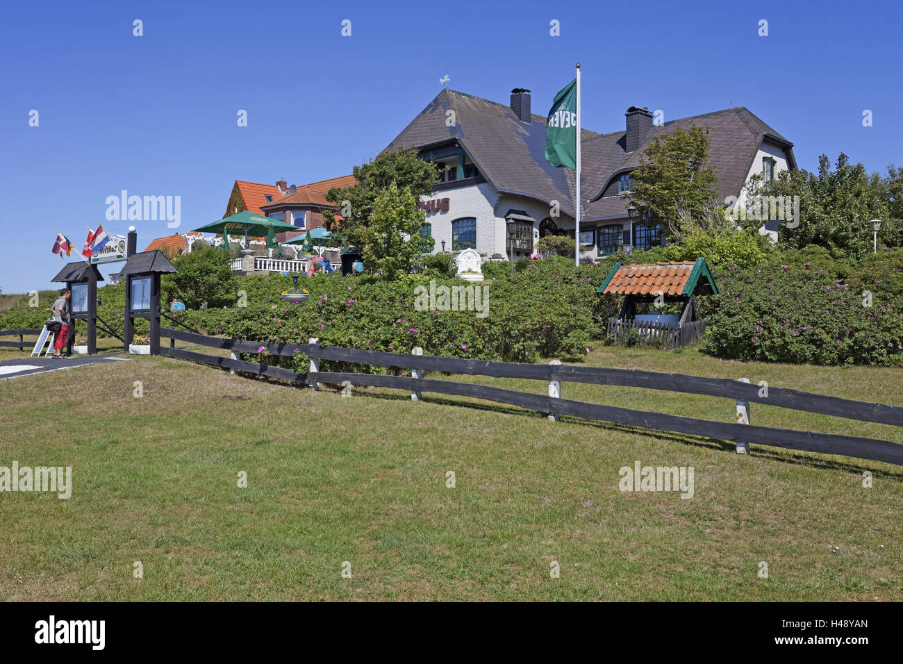 Vista locale, il ristorante 'Witthus', isola Baltrum, Foto Stock
