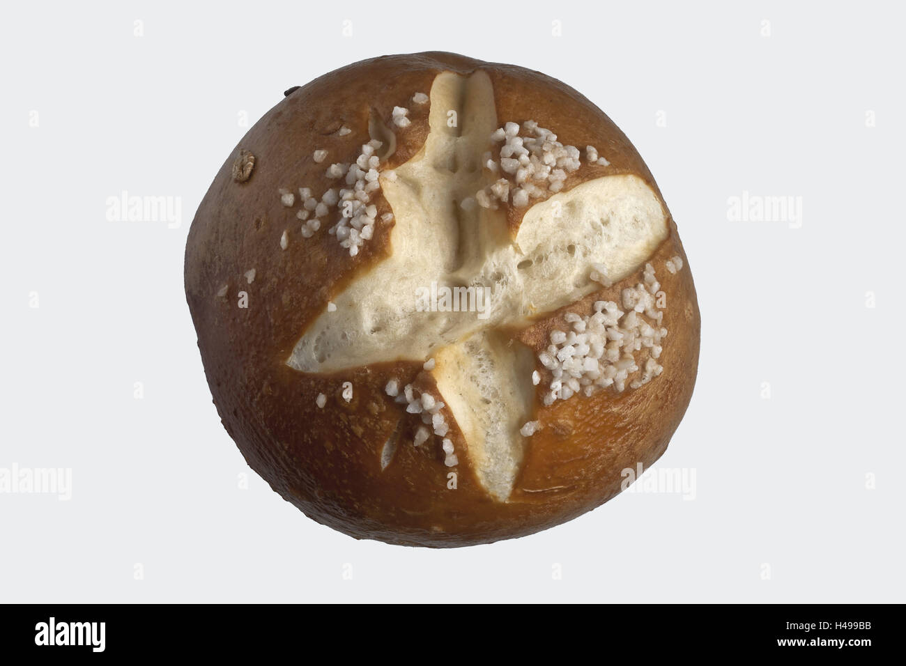 Lye bun, bun, pane, liscivia di pane, cibo, lye, roll, sale, formato orizzontale, tagliate, studio, Foto Stock