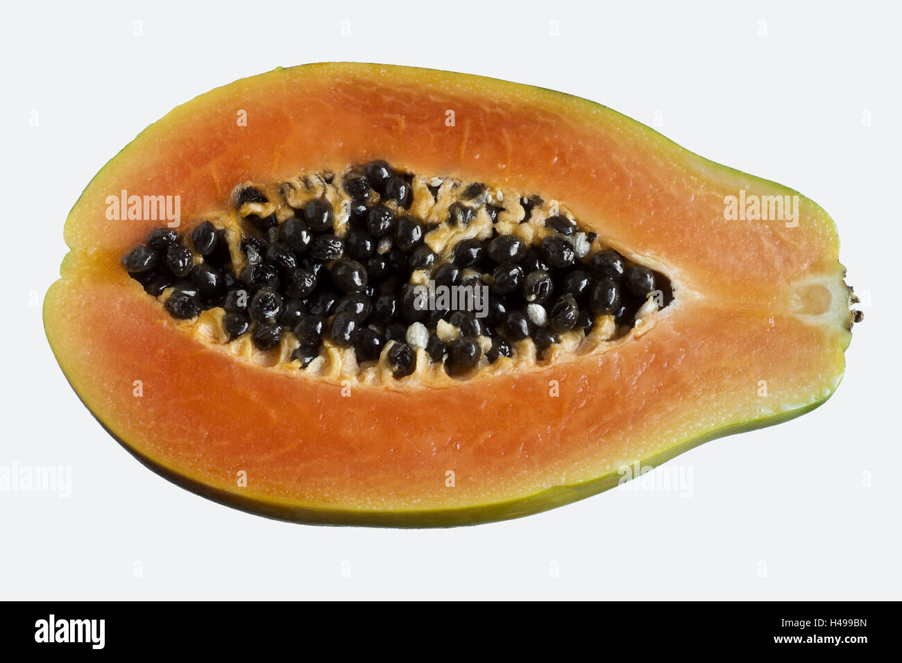 Papaya frutto, metà, tagliare, frutta, papaia, frutta tagliata aperta, sana, fragrantly, studio, cibo, Foto Stock
