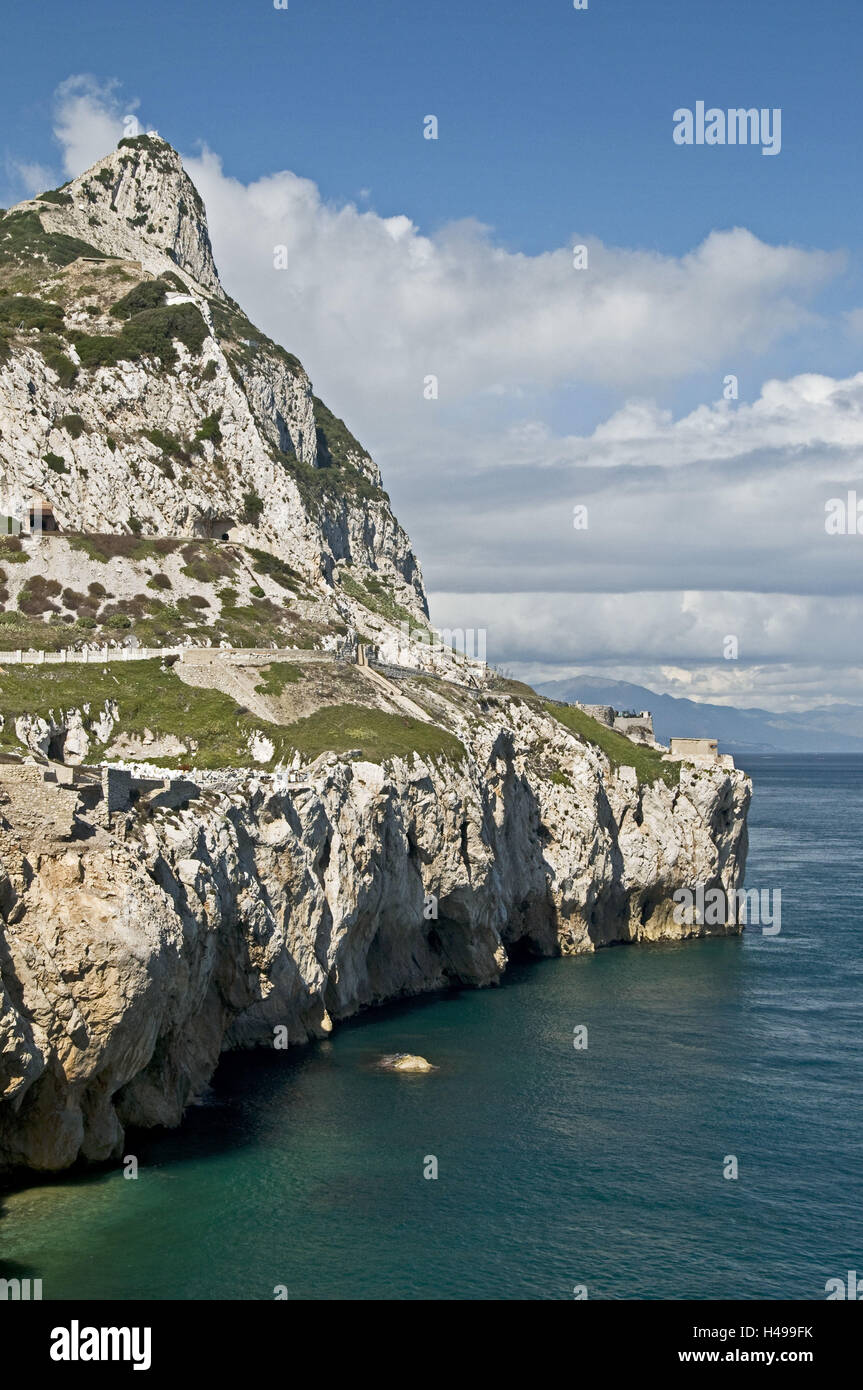Gibraltar, Gibraltar rock, costa, mare, Foto Stock