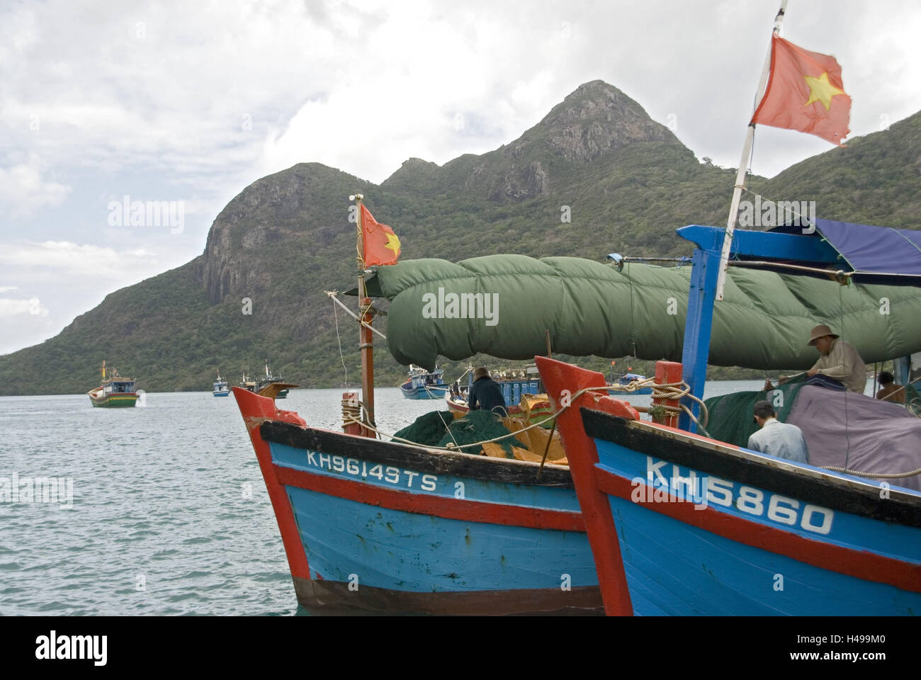 Il Vietnam, Con Son isole, paesaggi, mare, barche da pesca Foto Stock