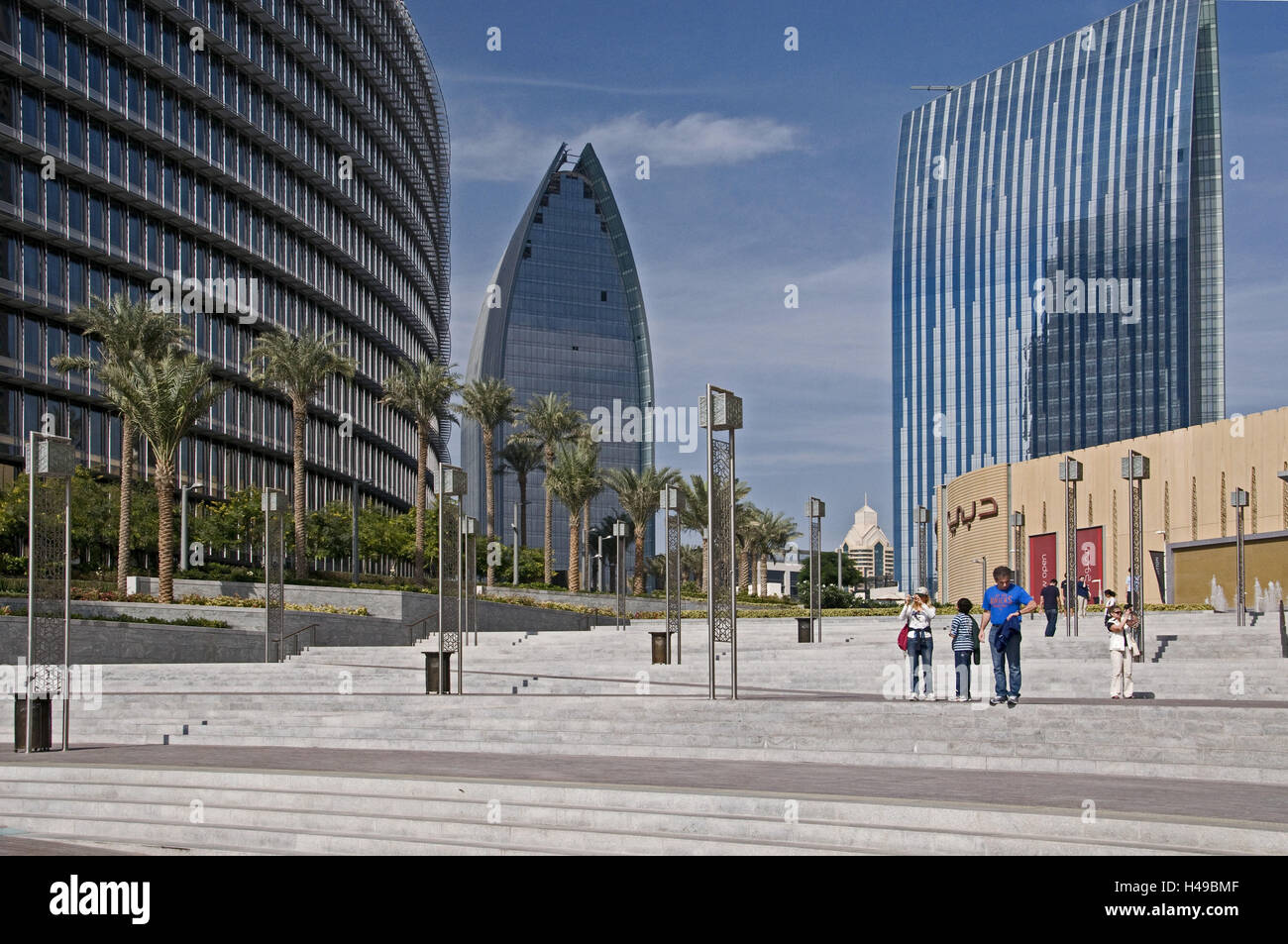 VAE, Dubai, Alto sorge, edifici commerciali, Foto Stock