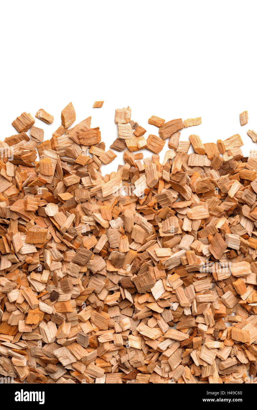 Close up del fumo woodchips con spazio vuoto Foto Stock
