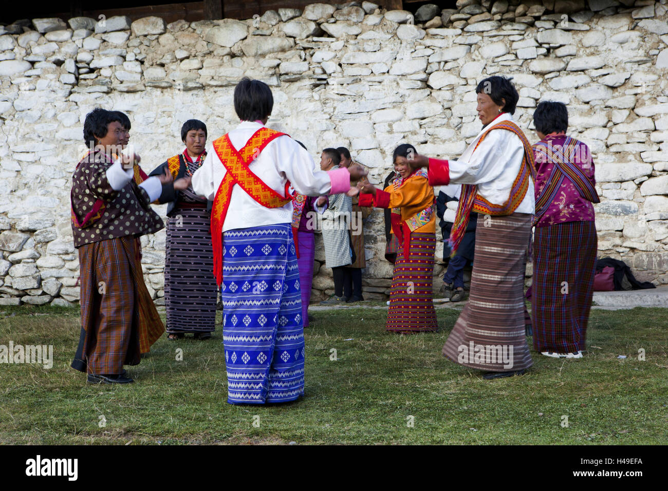 Regno del Bhutan, Phobjikha valley, festa delle donne, danza, Foto Stock