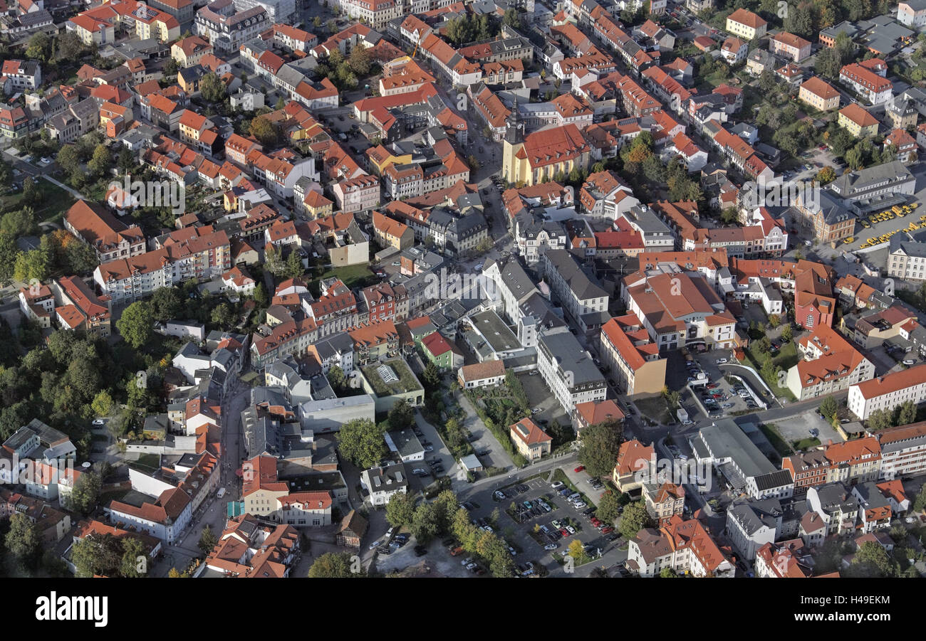 In Germania, in Turingia, Ilmenau, fotografia aerea, città, chiesa, città universitaria, del Goethe, la town, chiesa, chiesa, edificio, case, case, Foto Stock