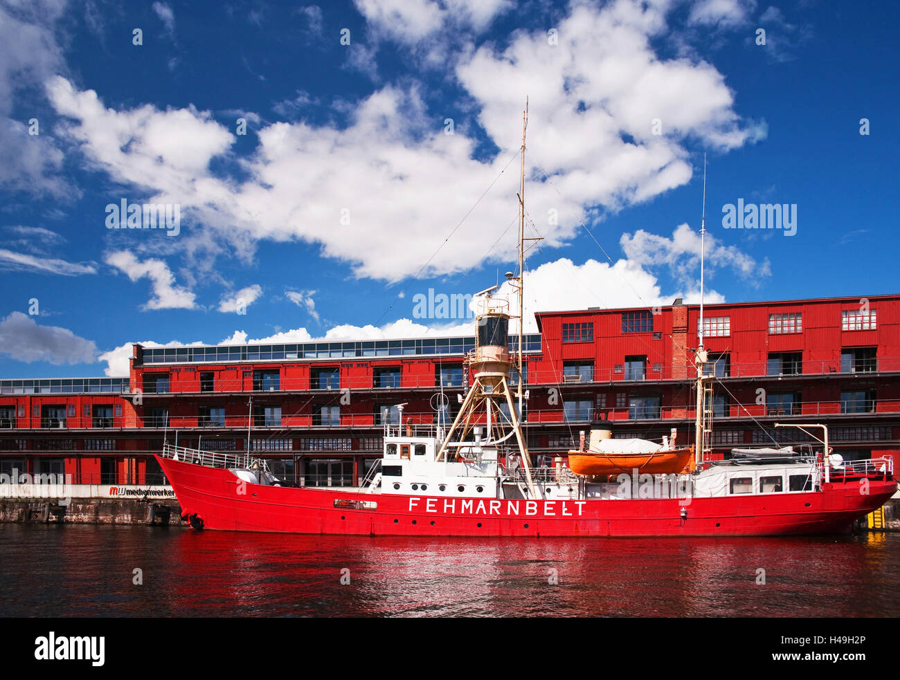 Lübeck media dock, lightship 'Fehmarnbelt', Foto Stock