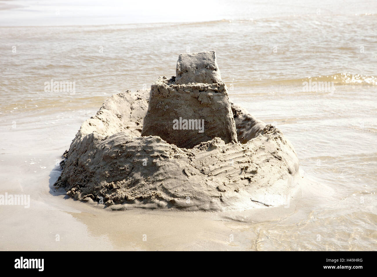 Mare, spiaggia, castello di sabbia, Foto Stock