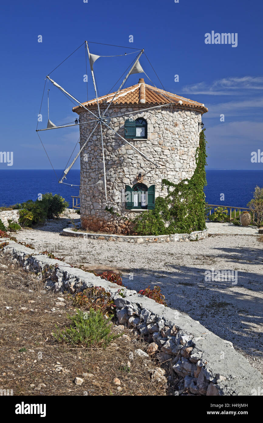 Grecia ZANTE, mulino a vento, Capo Skinari, Foto Stock