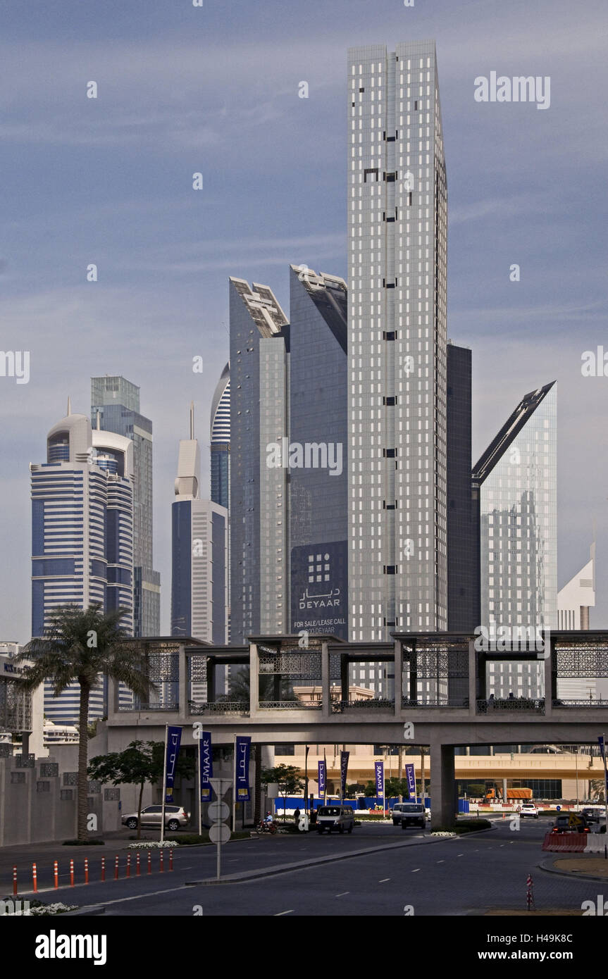VAE, Dubai, Alto sorge, edifici commerciali, Foto Stock