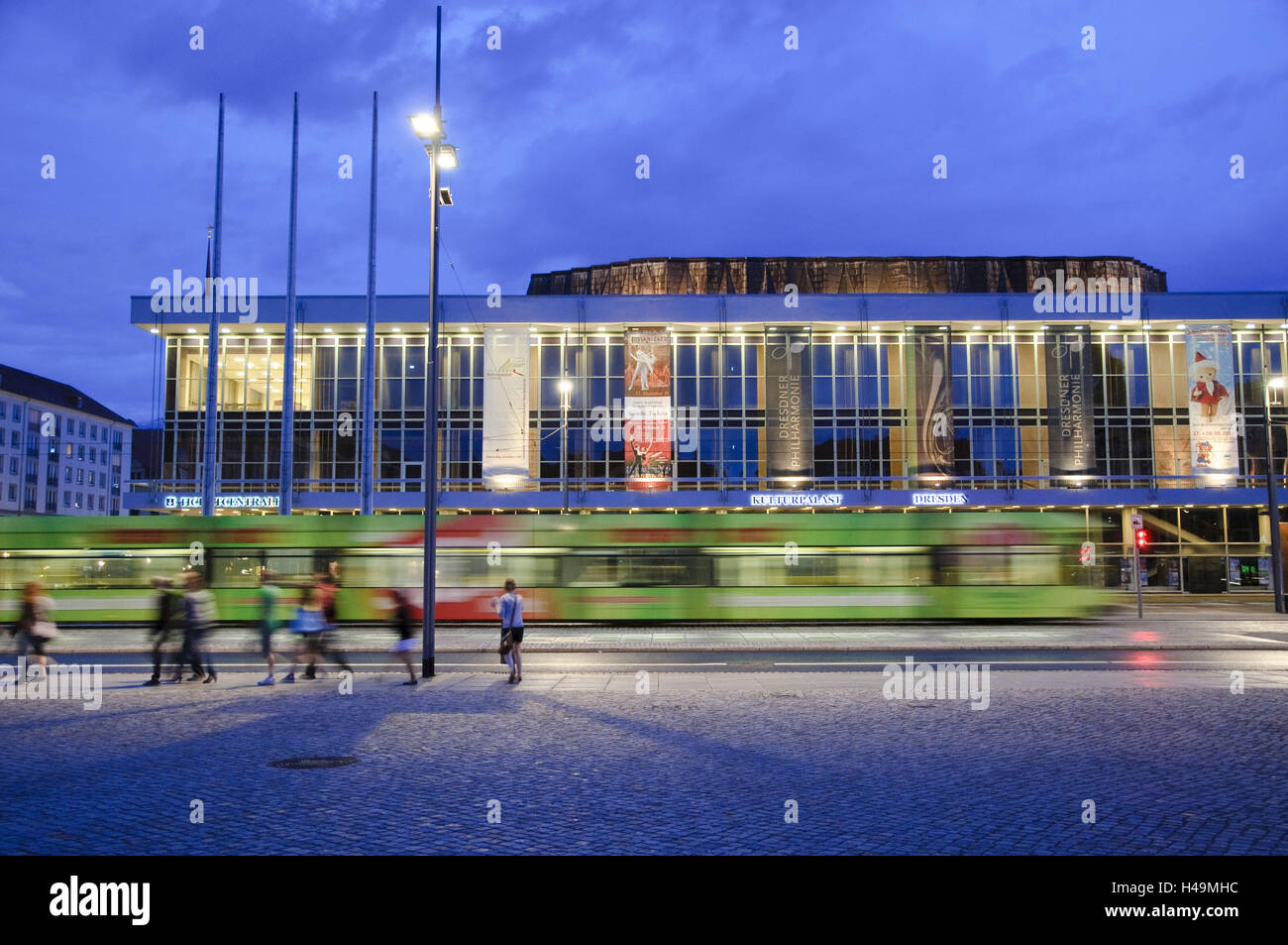 Kulturpalast, crepuscolo, Dresda, Sassonia, Germania, Foto Stock