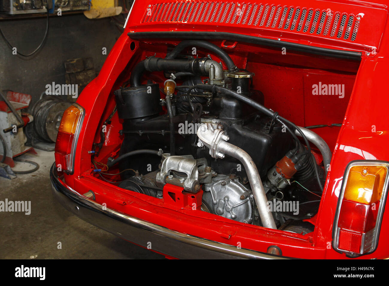 Auto, Fiat 500, old-timer, dettaglio posteriore, motore, Foto Stock