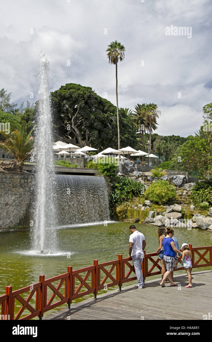 Spagna, isola Canarie, grana Canaria, la lettura di Palma, 'Parque Doramas', getto d'acqua, Foto Stock