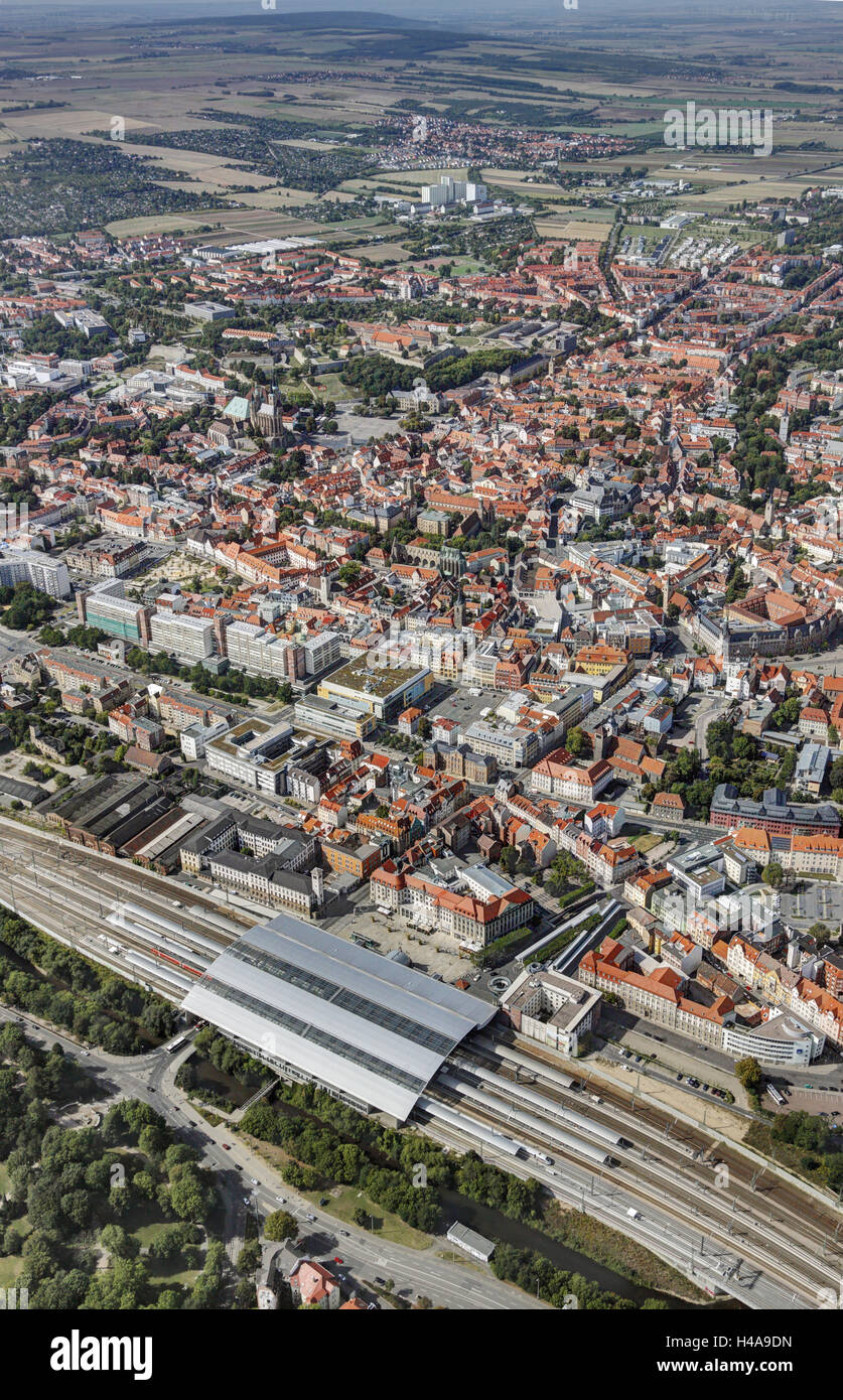 In Germania, in Turingia, Erfurt, fotografia aerea, tracce, stazione ferroviaria, Foto Stock