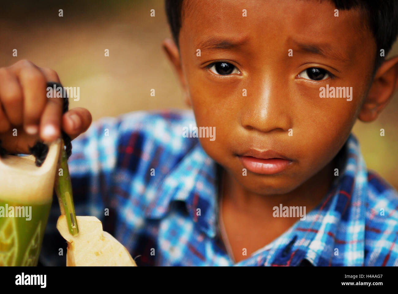 Il ragazzo, elemosinando, povertà, Cambogia, Foto Stock