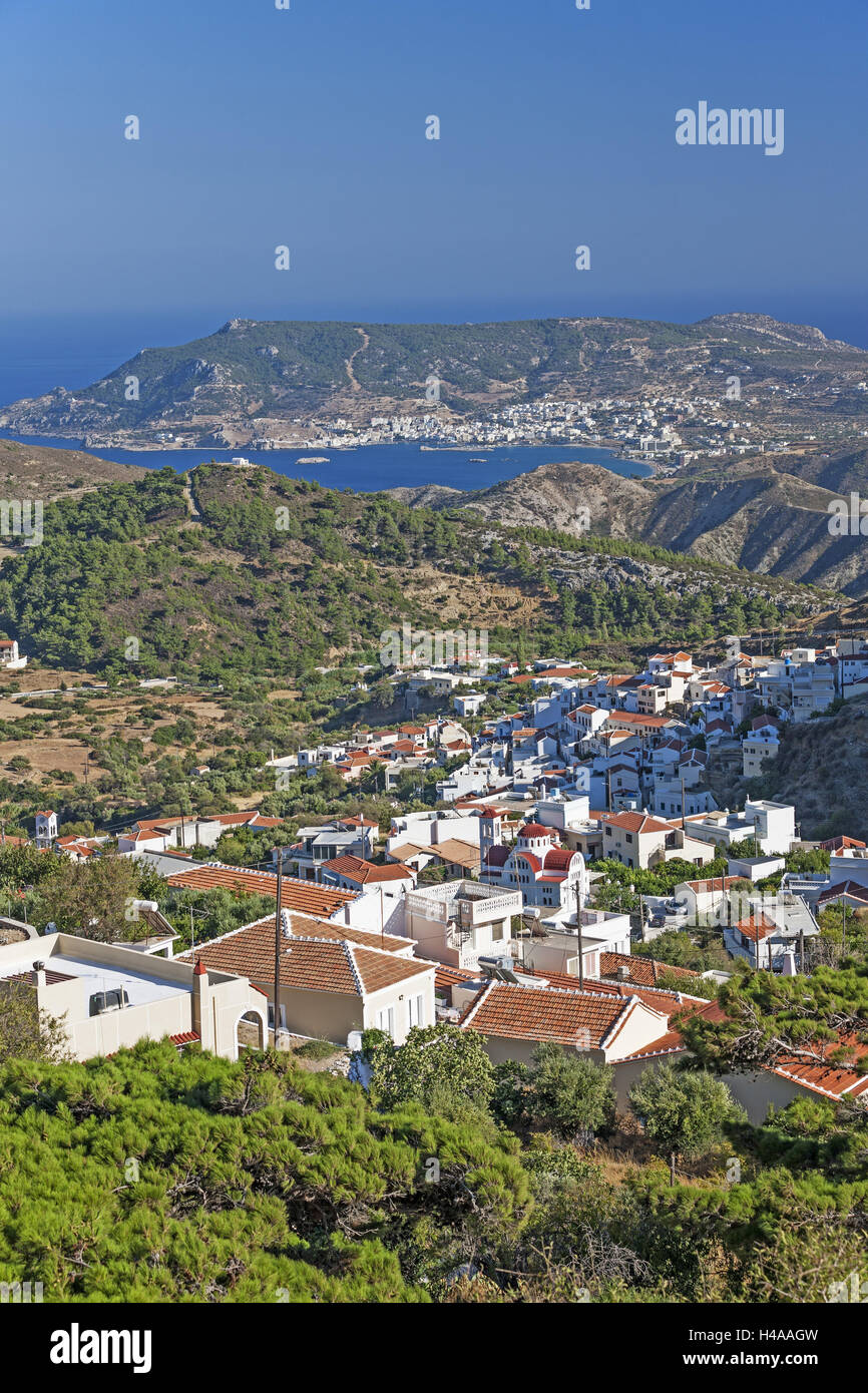 La Grecia, cirque emozionalismo, vista Aperi, Pigadia bay, panoramica, Foto Stock