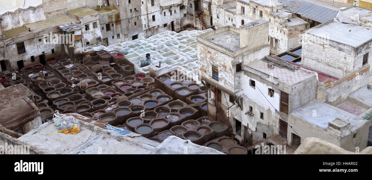 Africa, Marocco, Fés, Medina, conceria, Foto Stock