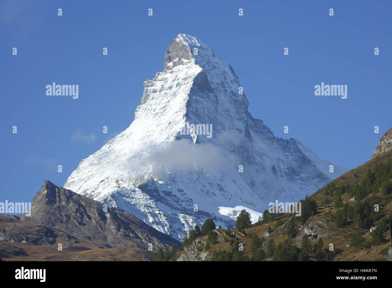 La Svizzera, Vallese, cerio-debolmente, vista sul Cervino, Foto Stock