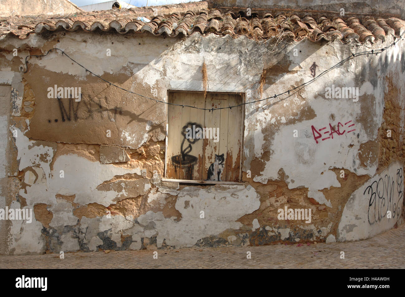 Il Portogallo, Lagos, facciata, vecchio, foto, graffiti, Foto Stock