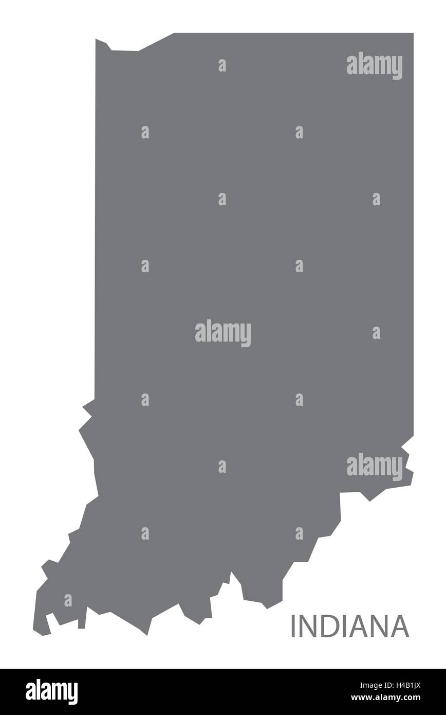 Indiana USA Mappa in grigio Illustrazione Vettoriale