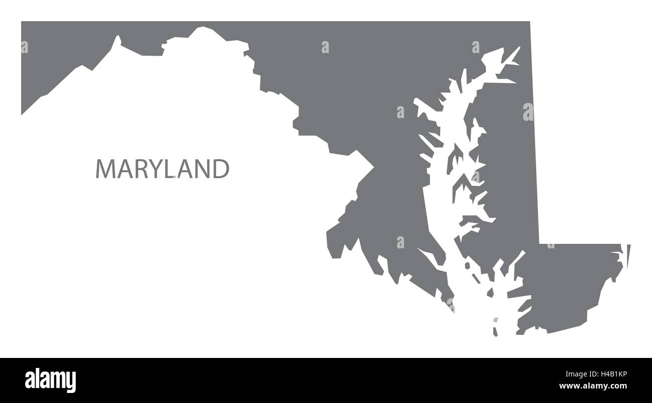 Maryland USA Mappa in grigio Illustrazione Vettoriale