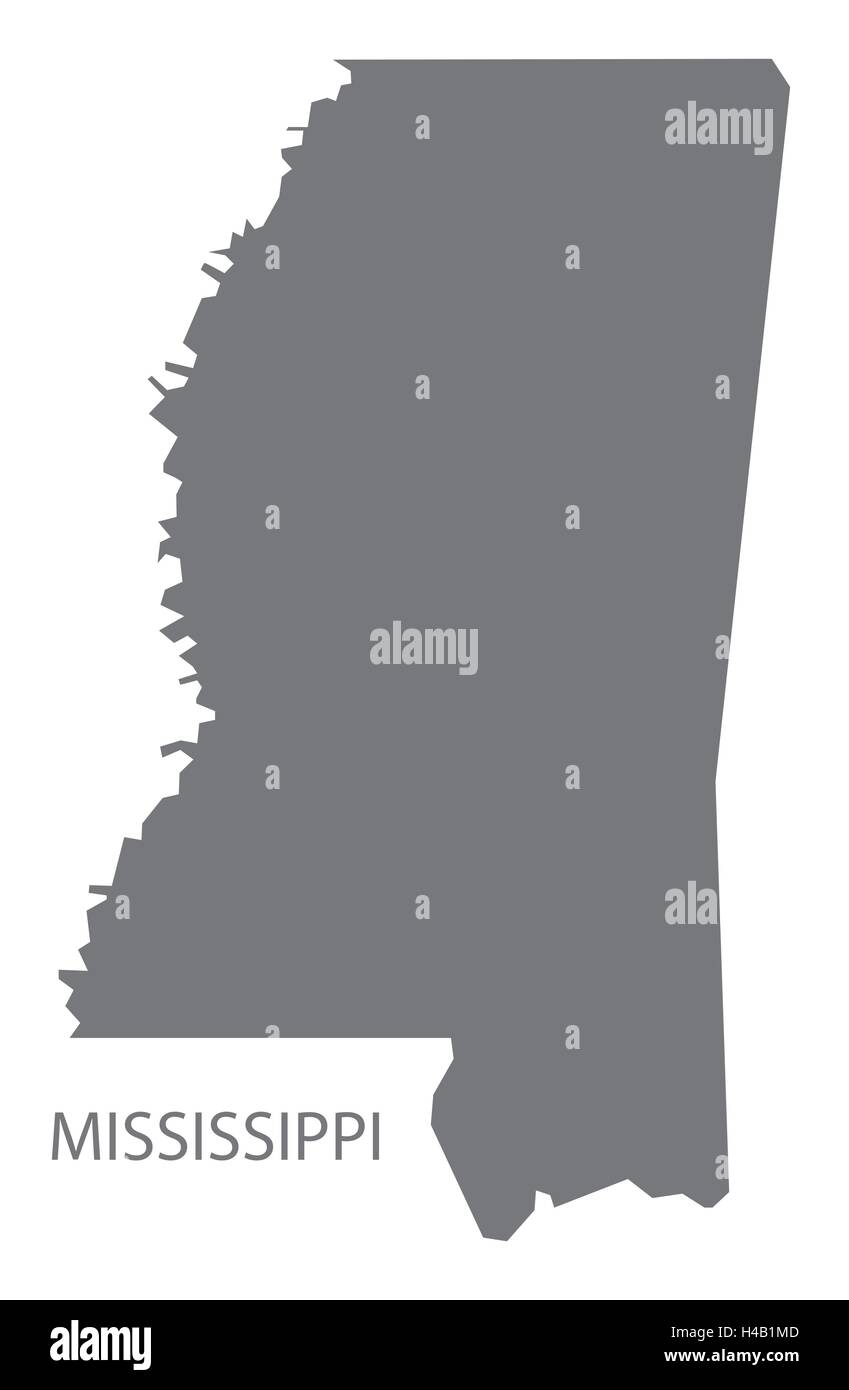 La Mississippi USA Mappa in grigio Illustrazione Vettoriale