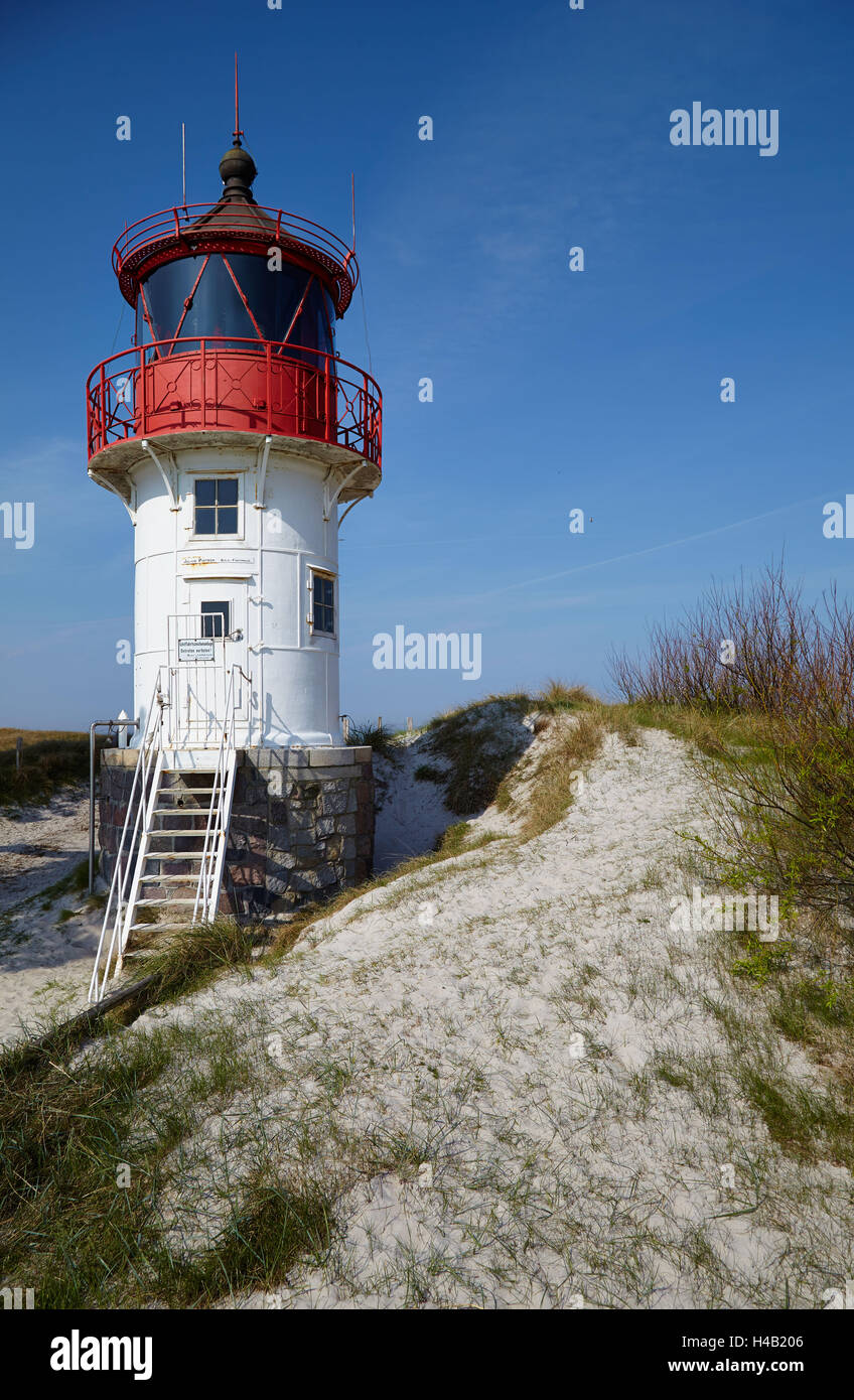 Faro sul Gellen, isola di Hiddensee, Western Pomerania Area Laguna National Park, Meclemburgo-Pomerania Occidentale Foto Stock