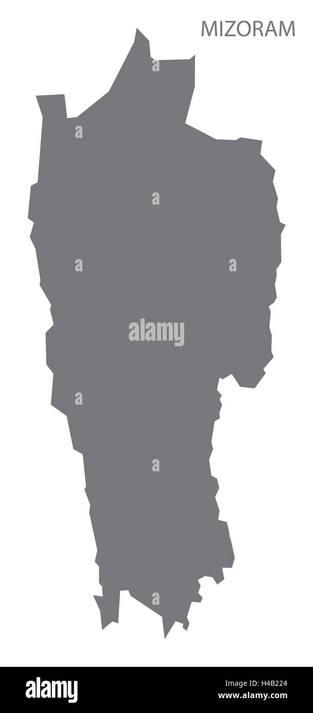Il Mizoram india mappa dei grigi illustrazione Illustrazione Vettoriale