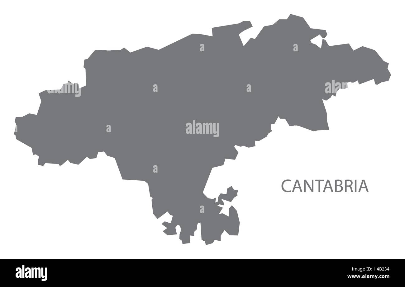 Cantabria Spagna Mappa in grigio Illustrazione Vettoriale
